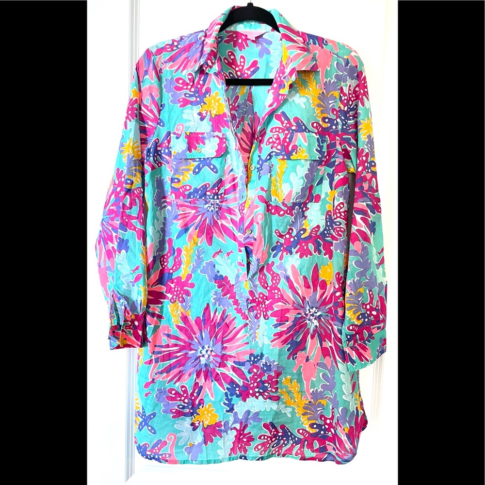 Lilly Pulitzer Captiva tunic dress cover-up in Trippin and Sippin, size small
